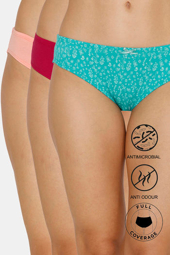 Buy Zivame Anti-Microbial Low Rise Full Coverage Bikini Panty (Pack of 3) - Assorted
